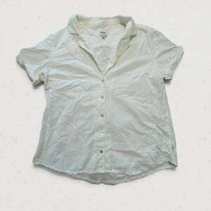 Rhythm Classics Linen Blend Short Sleeve Button Up Shirt White Womens Size L 12